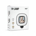 H Lamp Rechargeable Mini 360° Selfie Ring Light with Built-in Mirror – Portable LED Fill Light
