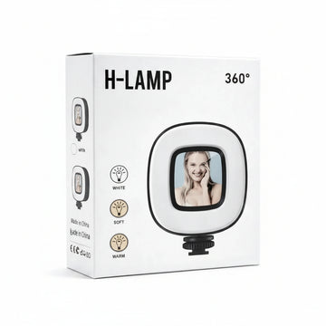 H Lamp Rechargeable Mini 360° Selfie Ring Light with Built-in Mirror – Portable LED Fill Light