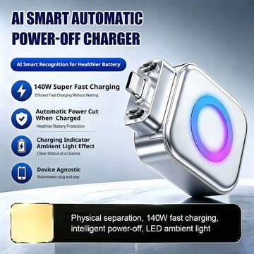 Auto Power Off Charger Protector with AI Full Charge Disconnect Function,Supports Up to 140W Power
